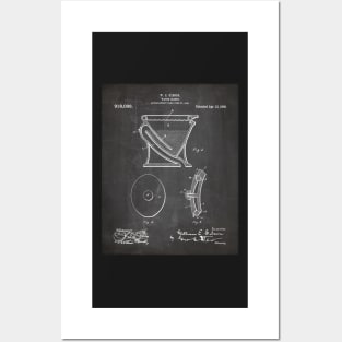 Toilet Patent - Bathroom Art - Black Chalkboard Posters and Art